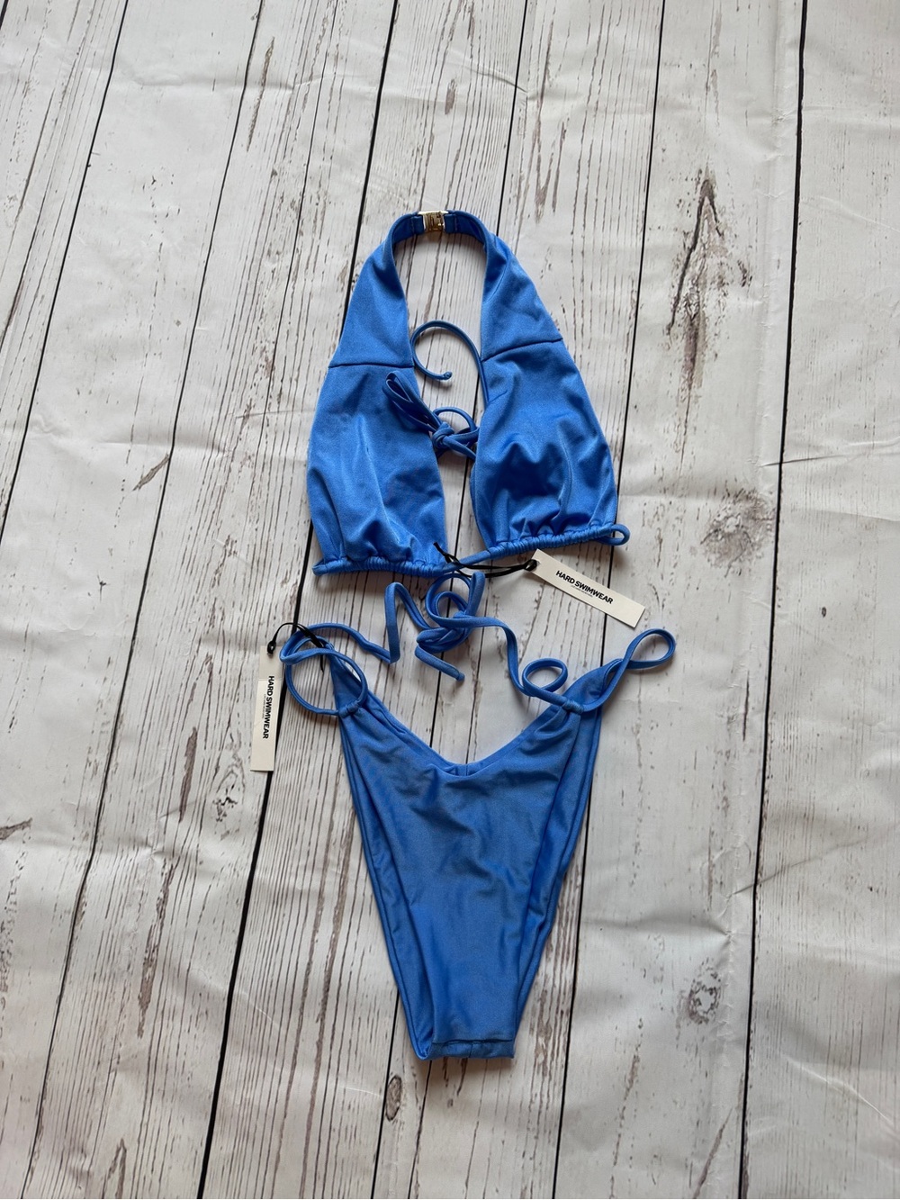 Sleek Cobalt Blue Tie-Back Halter Bikini